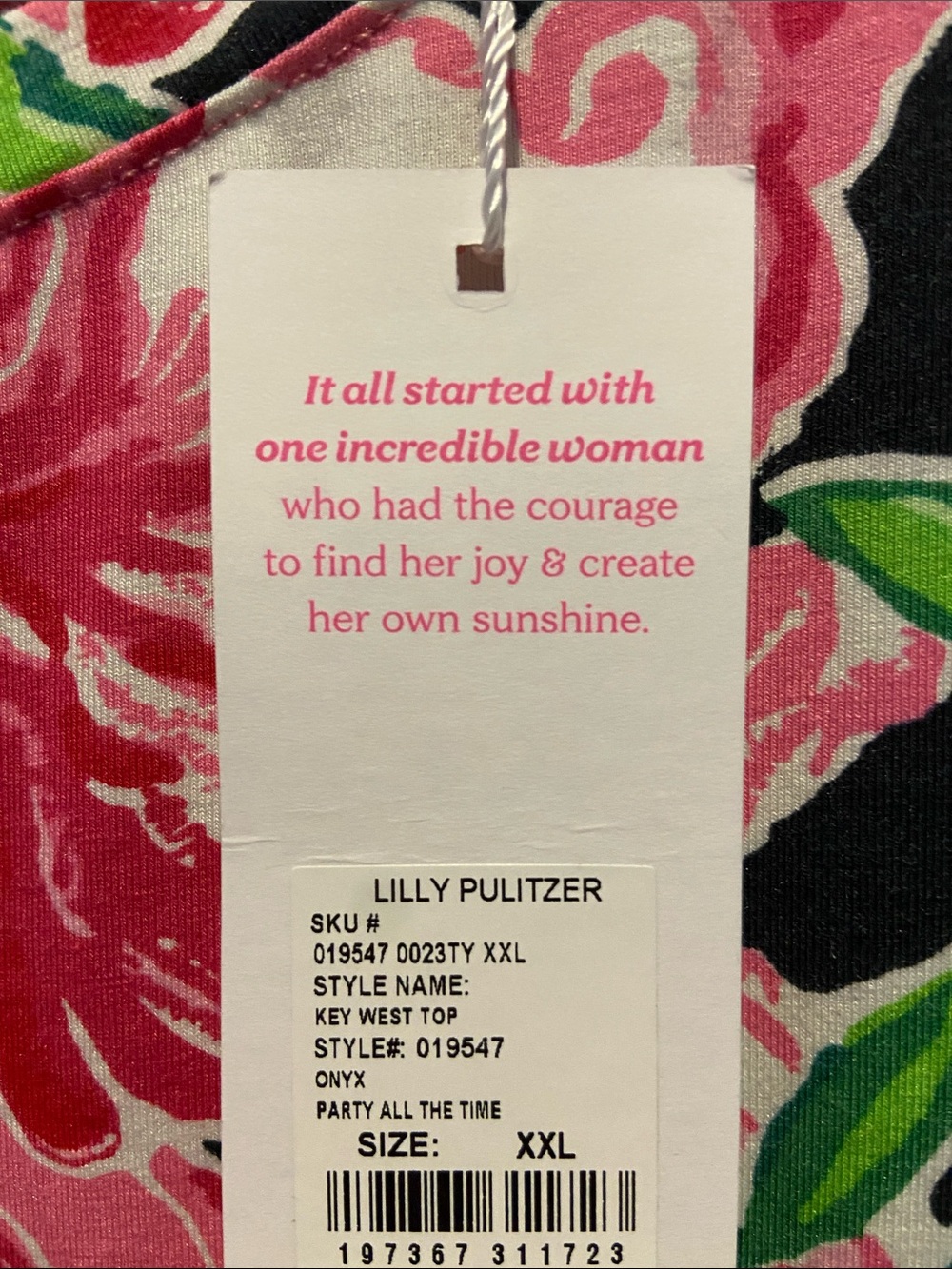 Lilly Pulitzer Key West Top in Onyx Party All The Time - XXL - NWT - Picture 4 of 9
